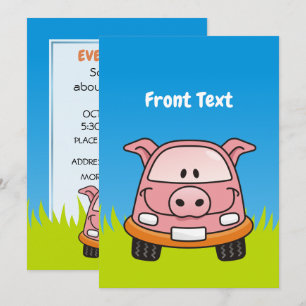 Invitación Coche de Personalizado de cerdo