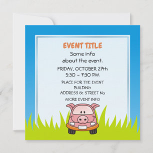 Invitación Coche de Personalizado de cerdo