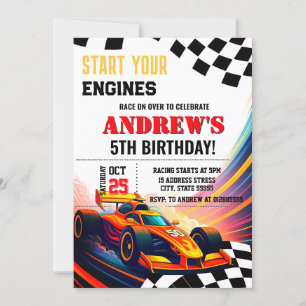 Invitación Coche de raza deportiva personal moderno para niño