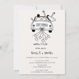 Invitación Coche de recién casados recepción de boda
