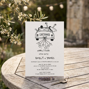 Invitación Coche de recién casados recepción de boda 