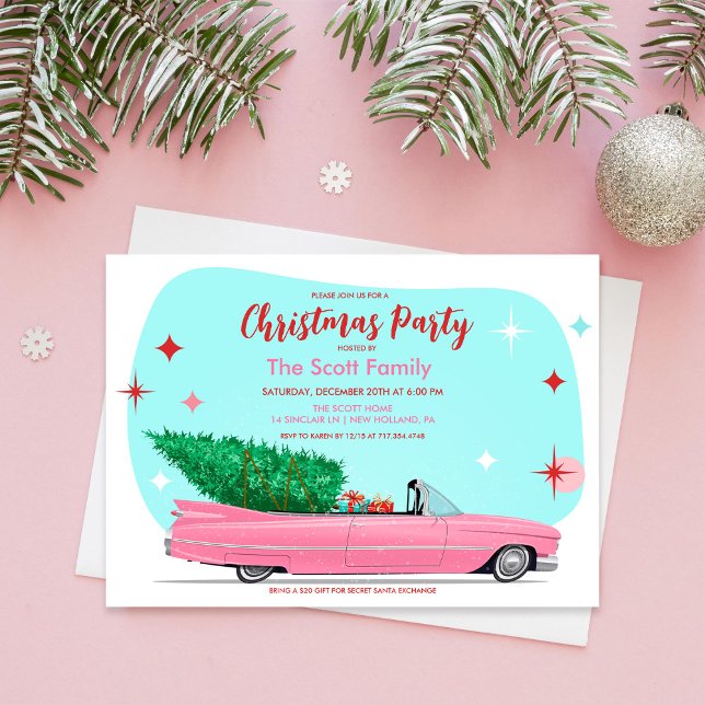 Invitación Coche de vacaciones de Navidad retro (Subido por el creador)