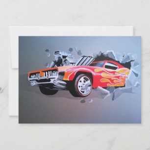Invitación Coche estrellado a través de la pared