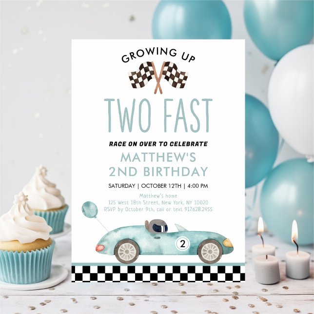 Invitación Coche moderno Race Dos Cumpleaños Rápido (Subido por el creador)