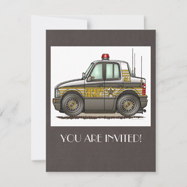 Invitación Coche patrulla del coche del sheriff (Anverso)
