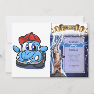 Invitación Coche personalizado azul escarabajo - Elija color