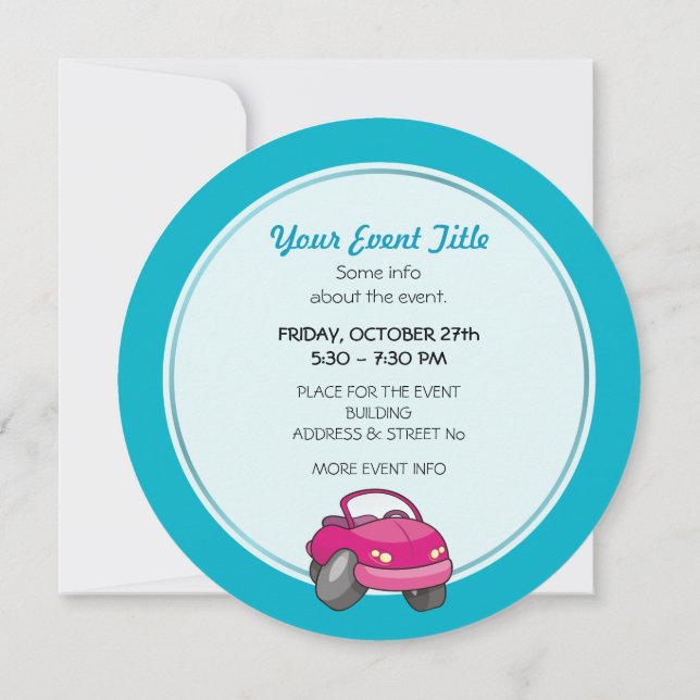 Invitación Coche Personalizado rosa (Reverso)