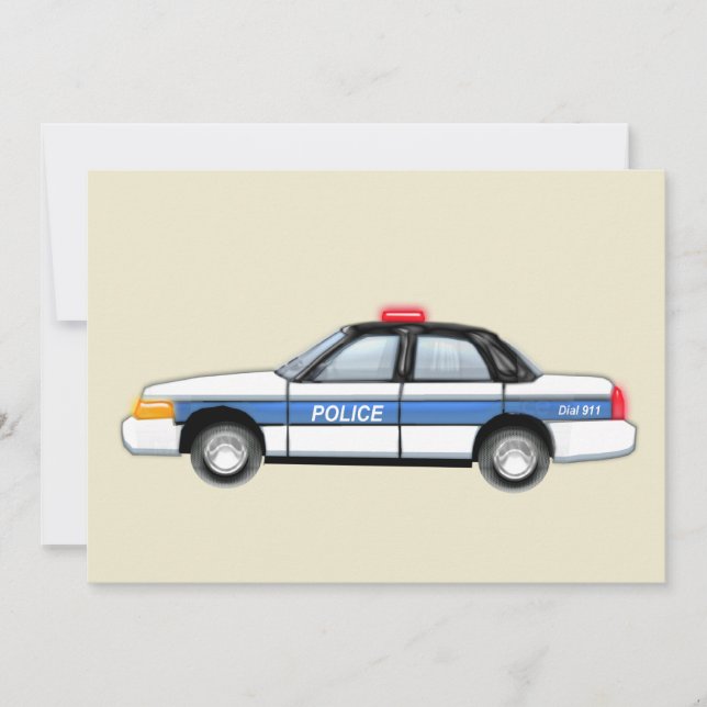 Invitación Coche policía orgulloso (Anverso)