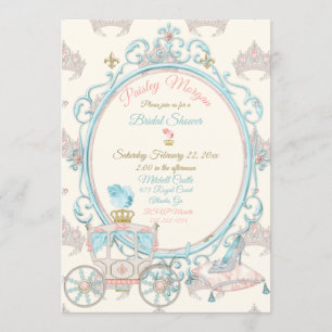 Invitación Coche Real de Princesa de Cuento de Hadas Rosa Agu