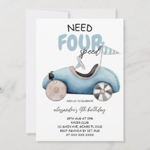 Invitación Coche Retro Vintage Cumpleaños 4
