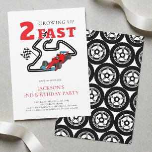 Invitación Coche Rojo Cumpleaños 2 Años Creciendo Dos Veloz N