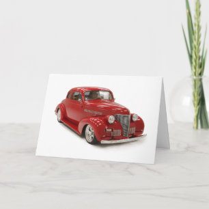 Invitación Coche Rojo Vintage 1939 Año de Nacimiento en Blanc