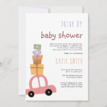 Coche rosa lindo con regalo de Baby Shower