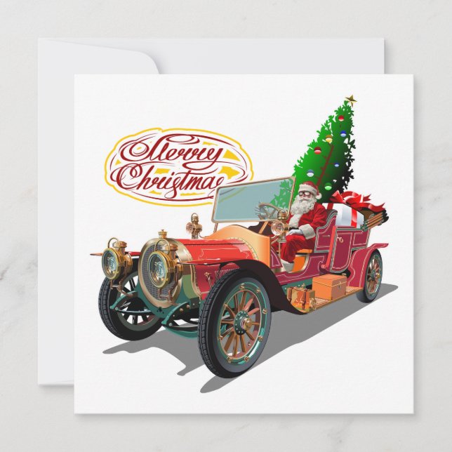 Invitación coche vintage de los navidades (Anverso)