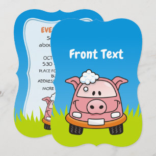 Invitación Coche Wash Pig