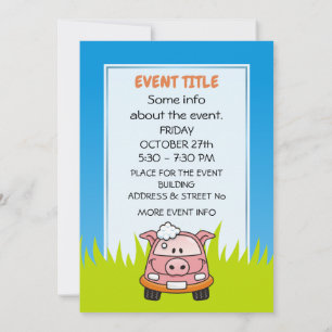Invitación Coche Wash Pig