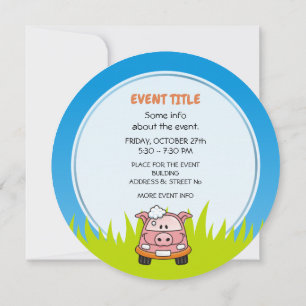 Invitación Coche Wash Pig