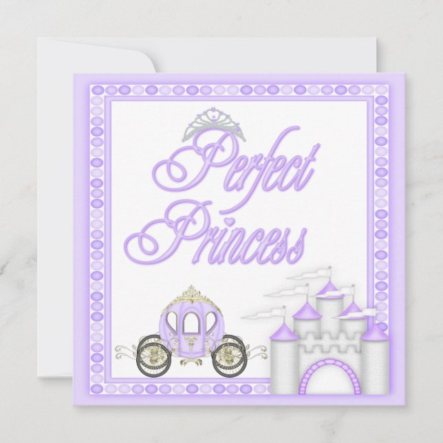 Invitación Coche y castillo perfectos de princesa Baby Shower (Anverso)