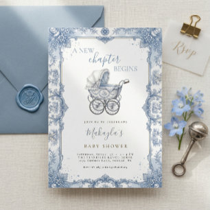 Invitación Cochecito de bebé con estampado Toile de chinoiser