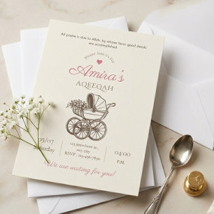 Invitación Cochecito de Bebé Vintage Aqeeqah Bebé Islámica Ni