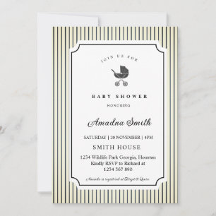 Invitación Cochecito de Rayas Modernas y Minimalistas Regalo