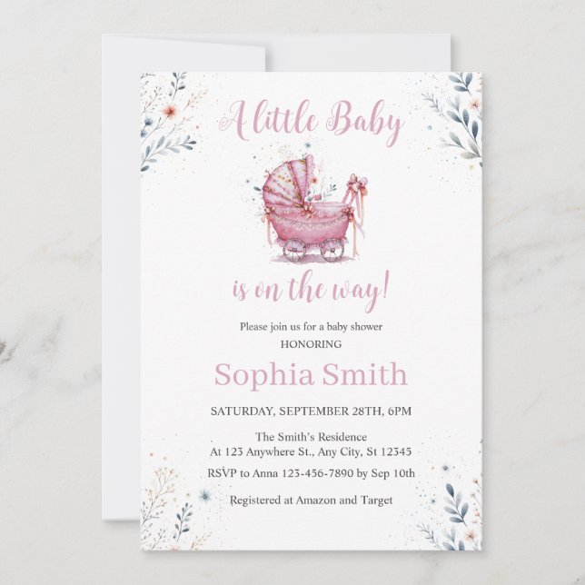 Invitación Cochecito Rosa (Anverso)