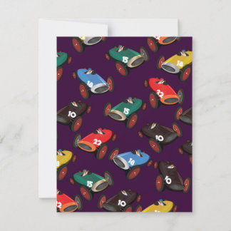 Invitación Coches de carreras antiguos