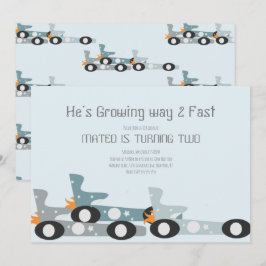 Invitación Coches de Carreras Retro Cumpleaños Luna Estrellas