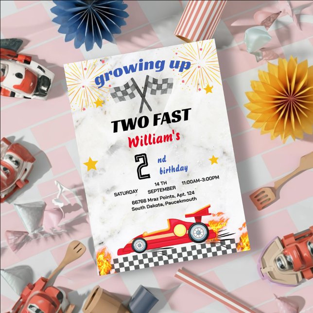Invitación coches de niños rojos Race Car dos cumpleaños rápi (Subido por el creador)