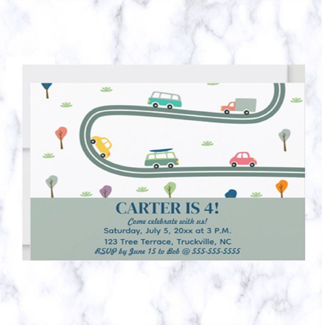 Invitación Coches editables de tráfico urbano camiones árbole (Subido por el creador)