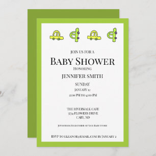 Invitación Coches en Boy Baby Shower