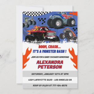 Invitación Coches y camiones embarazo bebé Boom Crash