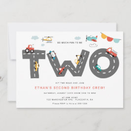 Invitación Coches y camiones Transporte de la ciudad SEGUNDO 