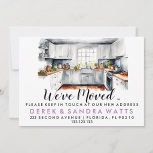 Invitación Cocina acuarela Cambio de dirección que hemos movi