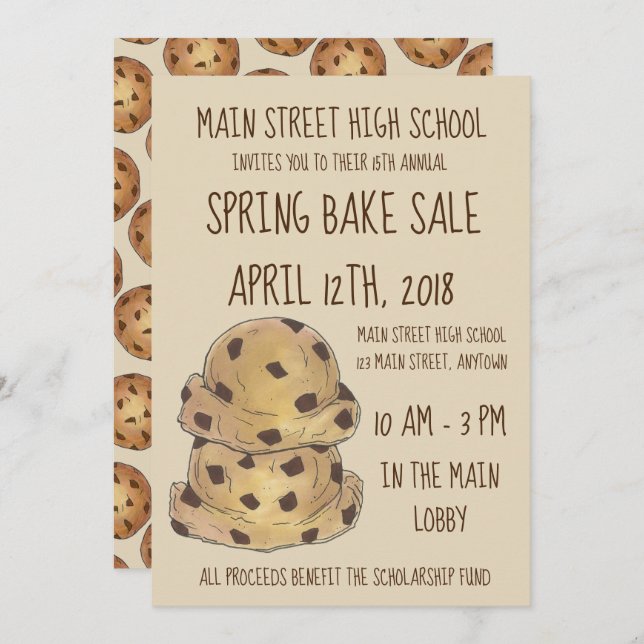 Invitación Cocina de chocolate Dough Bake Cookies de venta (Anverso / Reverso)