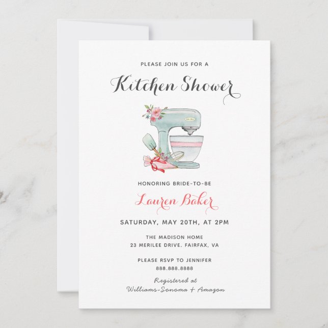 Invitación Cocina de mezclador de pastelitos Cute Cake Invita (Anverso)