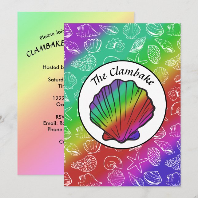 Invitación Cocina del patrón de estropajo de arcoiris de copo (Anverso / Reverso)