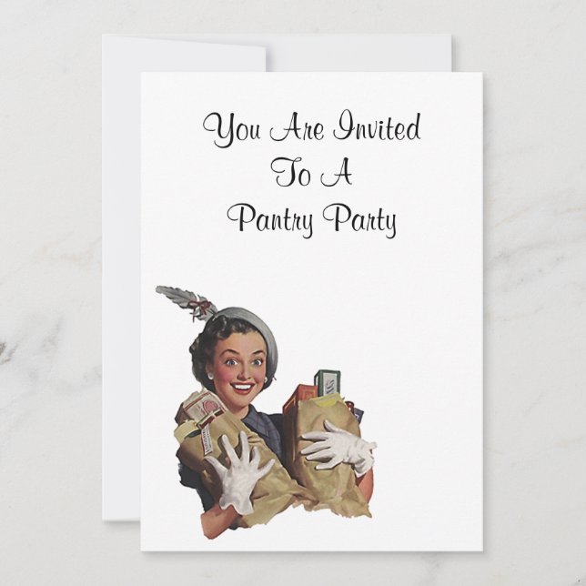 Invitación Cocina feliz retra de señora Pantry Party Stock (Anverso)