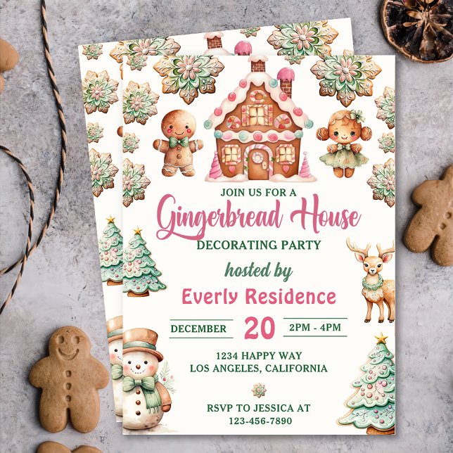 Invitación Cocina Fiesta decorativa de la casa Gingerbread (Subido por el creador)