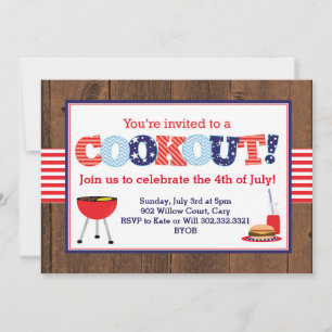 Invitación Cocina Patriótica Roja, Blanca y Azul