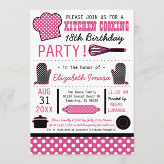 Invitación Cocina que cocina a la fiesta de cumpleaños
