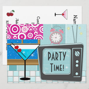 Invitación Cocina Retro - Cóctel - Cualquier Fiesta