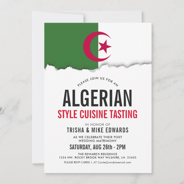 Invitación Cocina temática argelina| Marca de Fiesta Invitar  (Anverso)