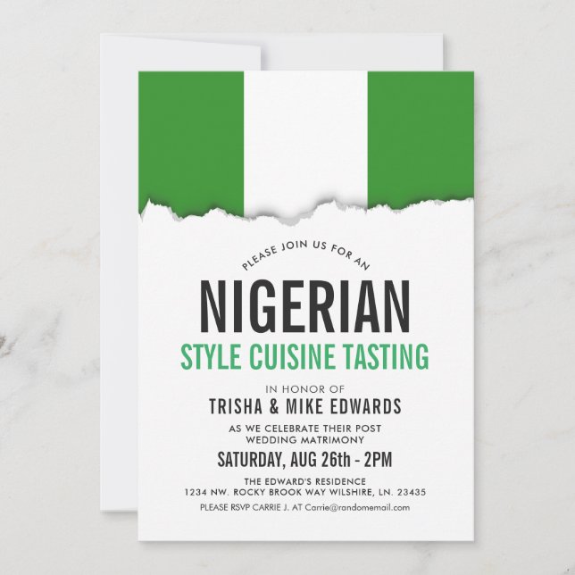 Invitación Cocina temática nigeriana| Marca de Fiesta Invitar (Anverso)