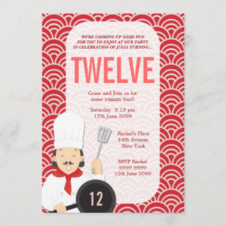 Invitación Cocinando cumpleaños de la cocina del cocinero