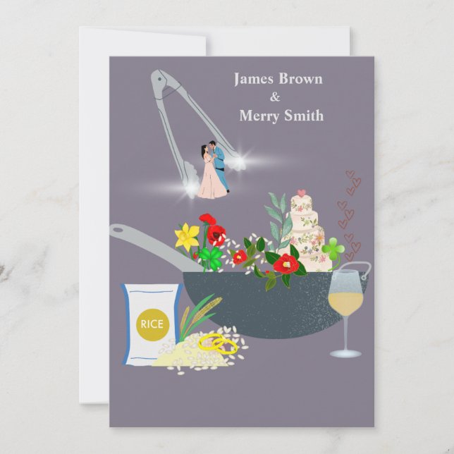 Invitación Cocinando deliciosa ceremonia de Boda del amor (Anverso)