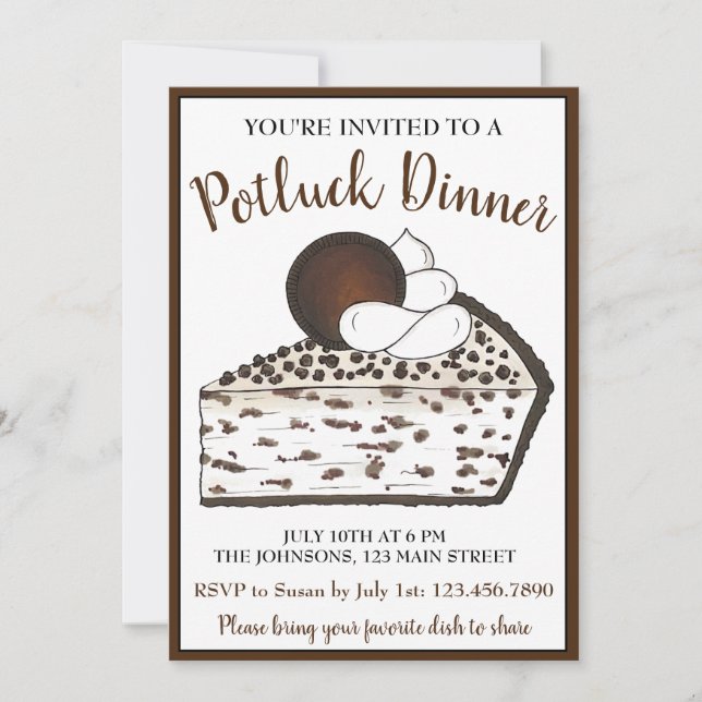Invitación Cocinas Fiestas de postre Potluck y crema de paste (Anverso)