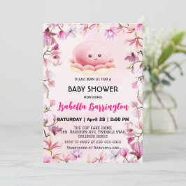 Invitación Cocitos rosados pulpos calamares flores bebé ducha