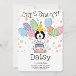 Invitación Cockapoo blanco negro Cavapoo Fiesta de cumpleaños