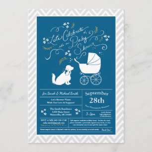Invitación Cocker Spaniel Dog Baby Shower Boy Blue